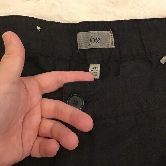 Joie Medium Pleated Linen Blend Women’s Black Shorts High Rise Pockets - Picture 8 of 12